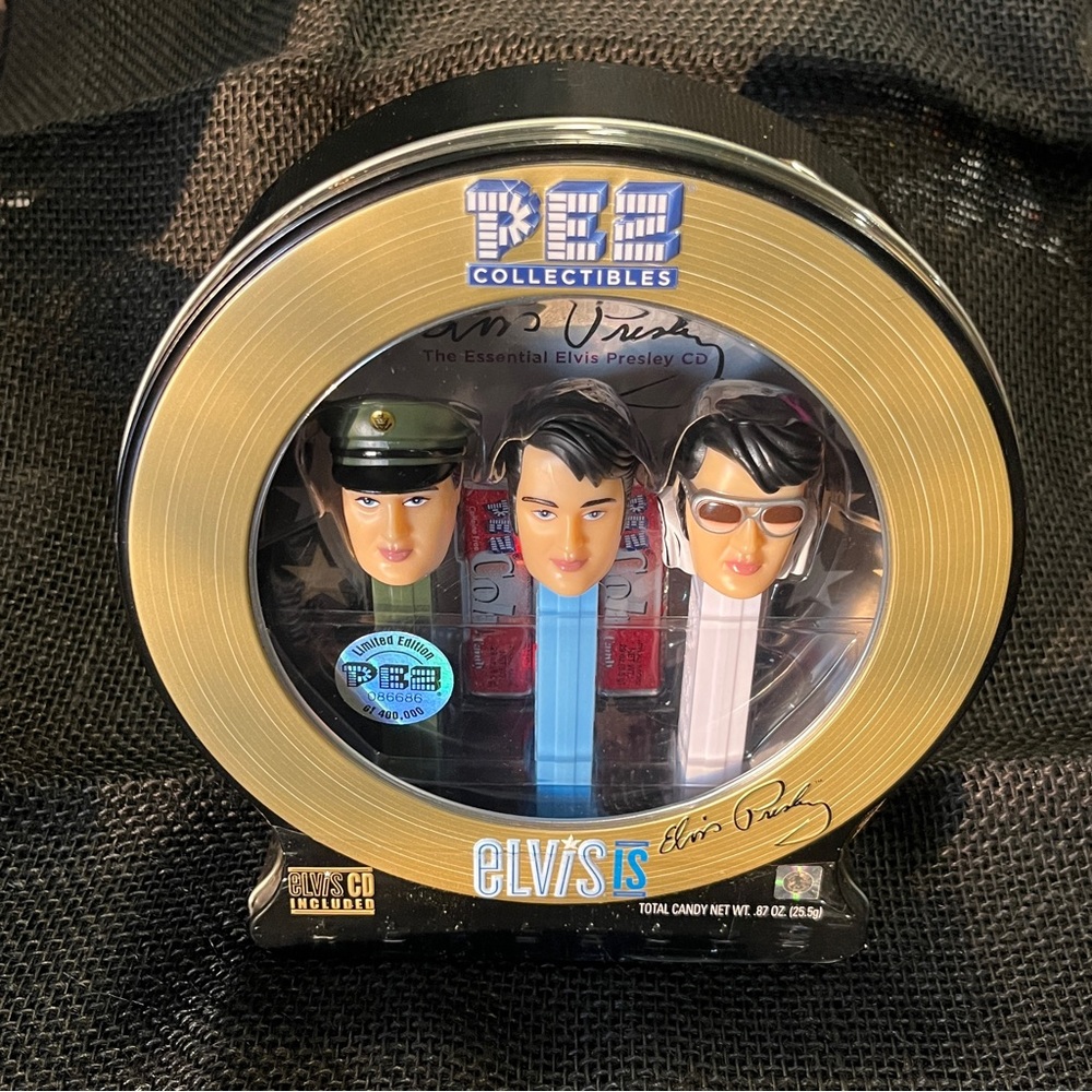 ELVIS PRESLEY PEZ Collectibles Dispenser Set LIMITED EDITION Tin CD NEW SEALED